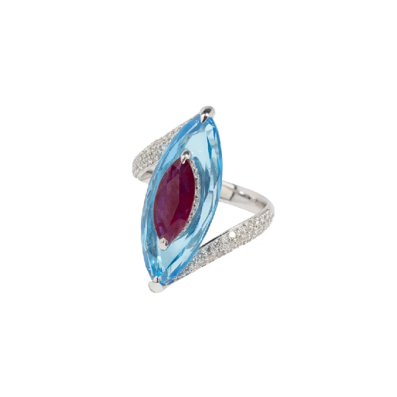 Women’s silver rings-Oracle Ruby & Topaz Ring