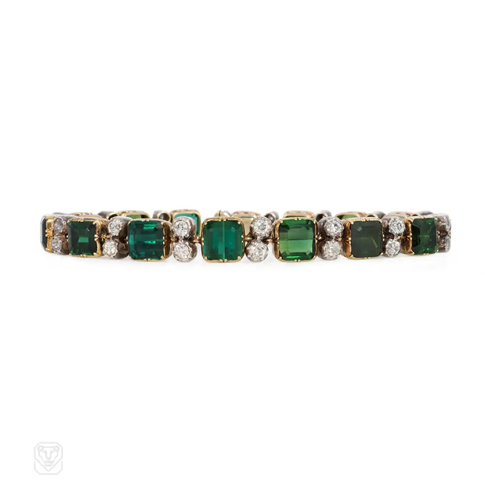 Women’s adjustable bracelet-Antique tourmaline and diamond bracelet