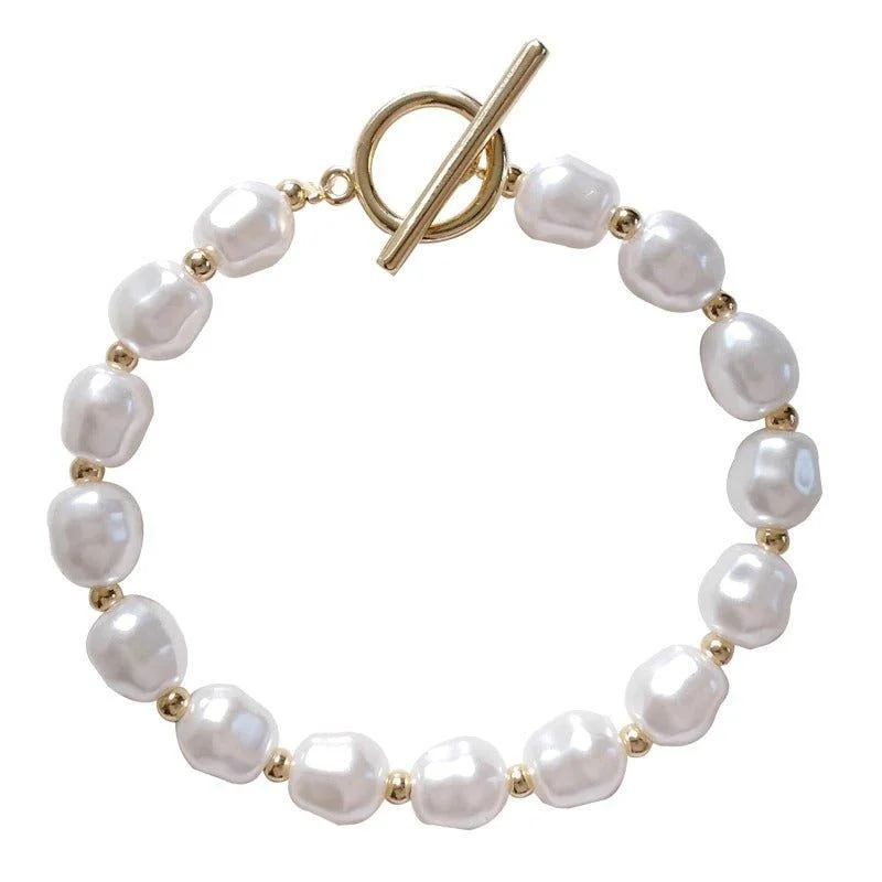 Women’s modern bangle bracelet-Pearl Bracelet Faux Pearl Bracelet