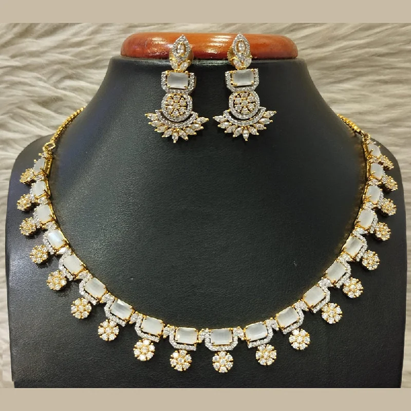 Women’s stylish necklaces-Jain Jewellers Gold Plated AD Necklace Set