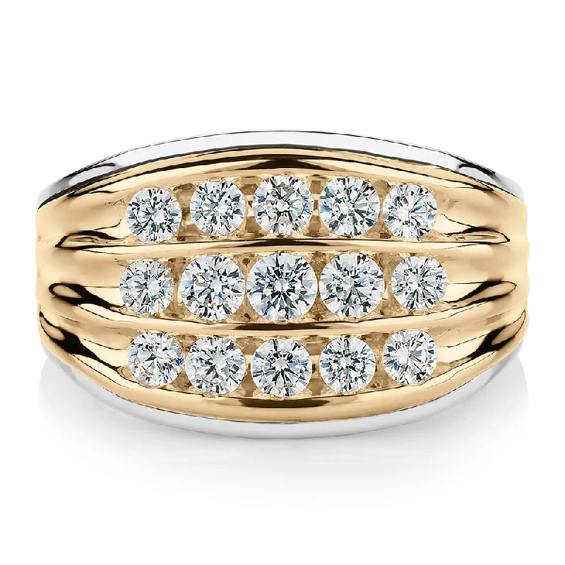 Women’s luxury rings-Dress ring with 1.16 carats* of diamond simulants in 10 carat yellow gold and sterling silver