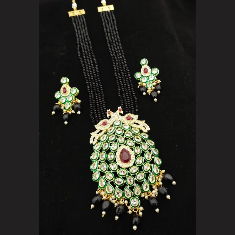 Women’s diamond pendant necklaces-Manisha Jewellery Gold Plated Kundan Stone And Beads Necklace Set