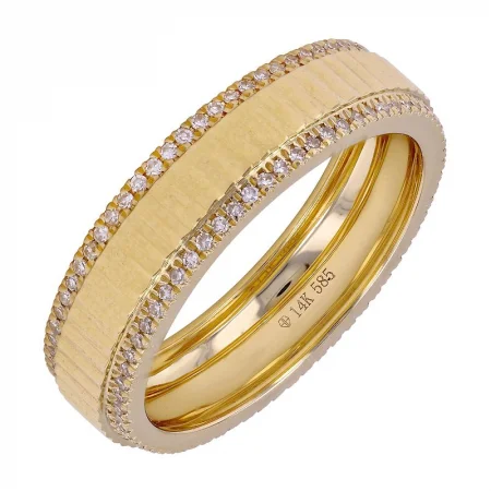 Women’s chic statement rings-Fluted Diamond Outline Gold Ring