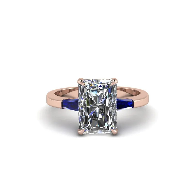 Women’s bold engagement ring-Three Stone Radiant Cut Diamond Engagement Ring - Hillary No. 62