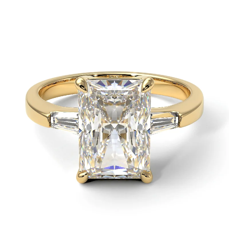 Women’s cushion cut engagement ring-Three Stone Radiant Cut Diamond Engagement Ring - Hillary No. 1