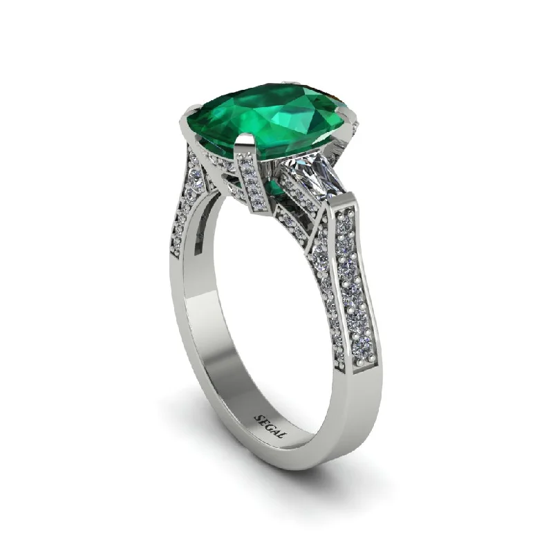 Women’s princess cut engagement ring-Exclusive Handmade Emerald Geometrical Engagement Ring - Yolanda No. 6