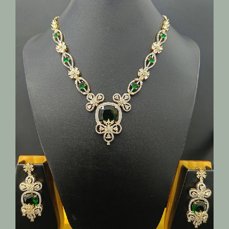 Women’s custom gemstone necklaces-Jain Jewellers Gold Plated AD Necklace Set