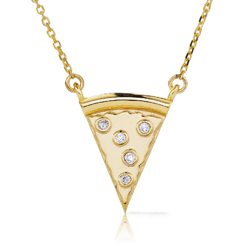 Women’s geometric necklaces-14k Gold 0.07ct Pizza Slice Necklace