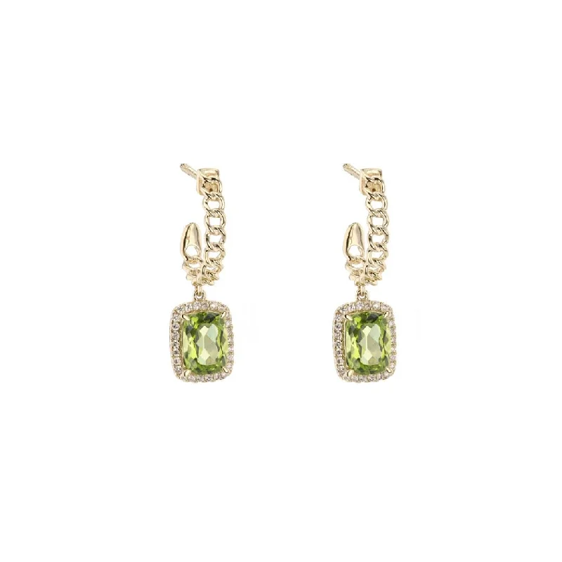 Women’s handmade earrings-Peridot & Diamond Drop Earrings