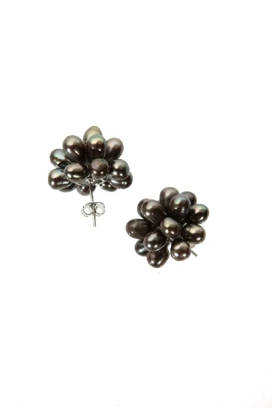 Women’s modern earrings-Pearl Bundle Earrings Black