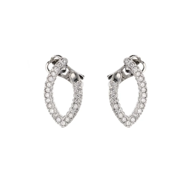 Women’s oversized earrings-1.00 ctw Diamond V Hoop Earrings