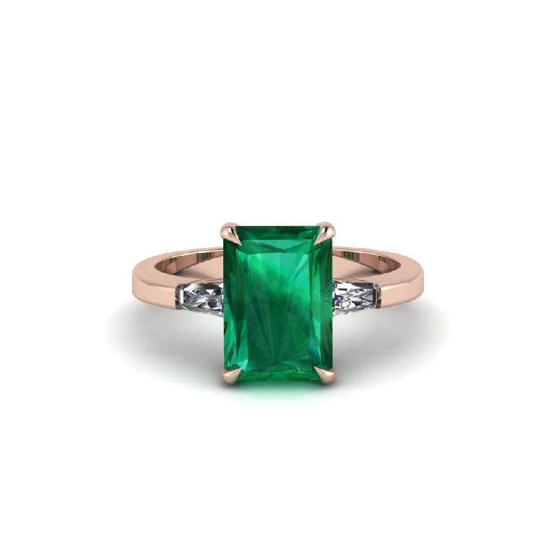 Women’s three-stone engagement ring-Three Stone Radiant Cut Emerald Engagement Ring - Hillary No. 5