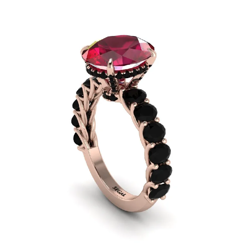 Women’s eternity engagement ring-4ct Oval Cut Ruby Engagement Ring - Xena No. 41