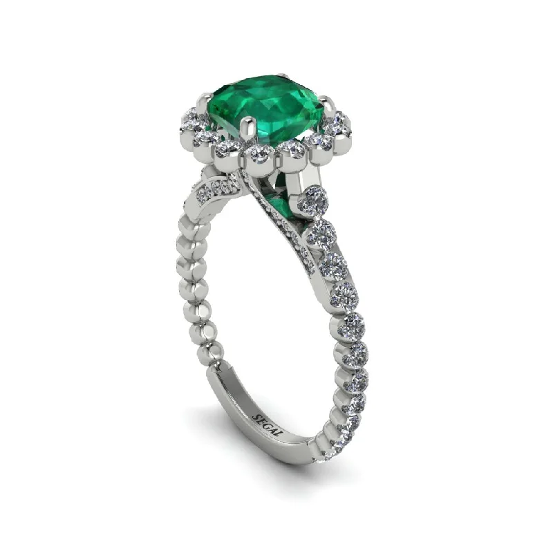 Women’s luxurious engagement ring-Modern Emerald Cushion Cut Engagement Ring - Uma No. 6