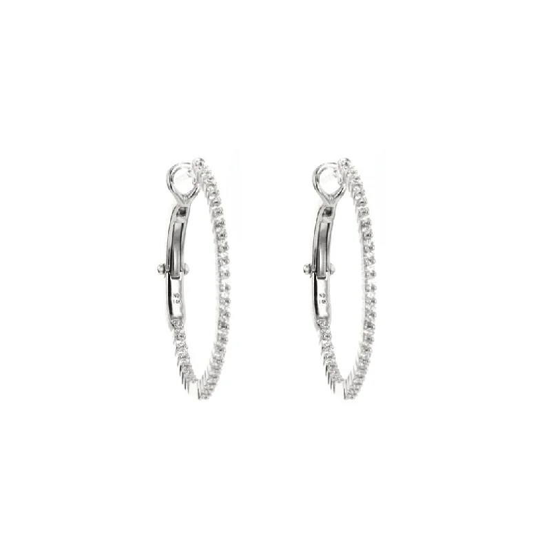 Women’s chandelier earrings-0.75 ctw Diamond 0.90" Inside-Out Hoop Earrings