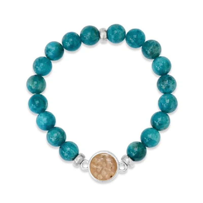 Women’s luxury bangle-Round Beaded Bracelet - Apatite