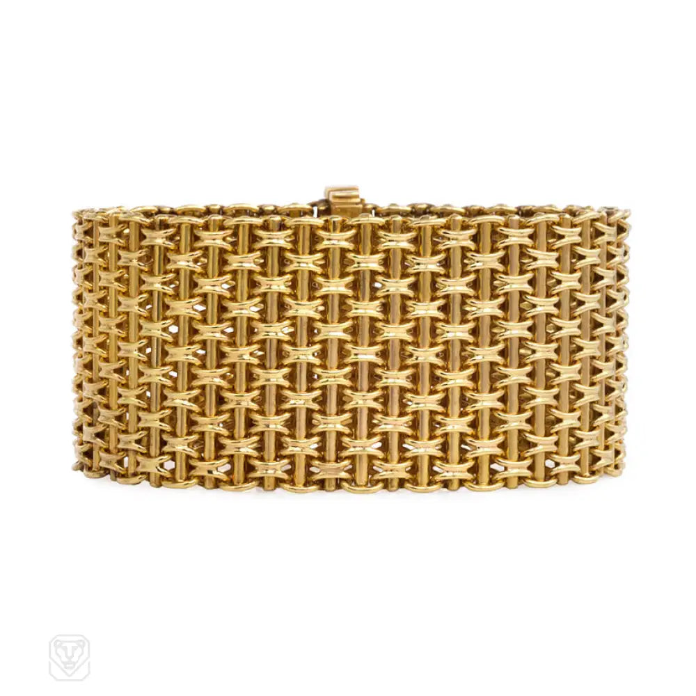 Women’s casual bracelet-Wide antique gold bracelet, Austro-Hungarian