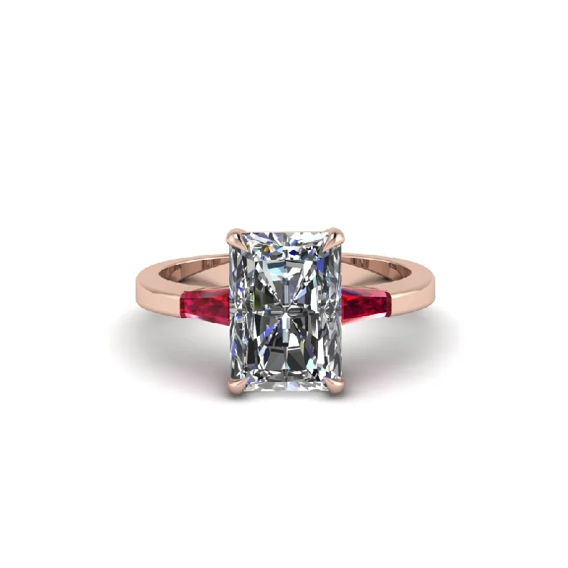 Women’s simple engagement ring-Three Stone Radiant Cut Diamond Engagement Ring - Hillary No. 47