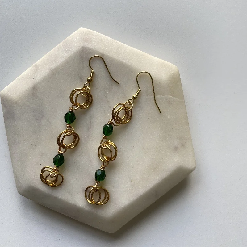 Women’s hoop earrings-The Kiere Earrings in Emerald Green