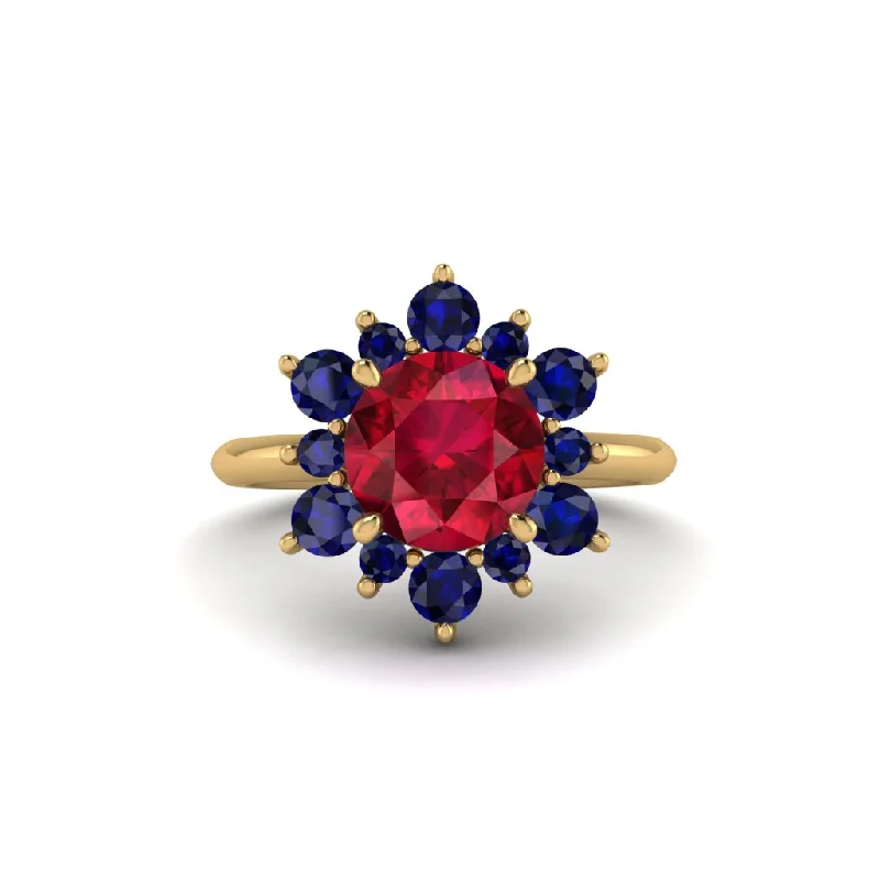 Women’s promise ring-Vintage Ruby Snowflake Engagement Ring - Priscilla No. 70