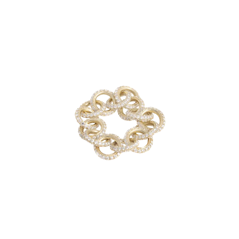 Women’s textured rings-Diamond Chain Yellow Gold Ring