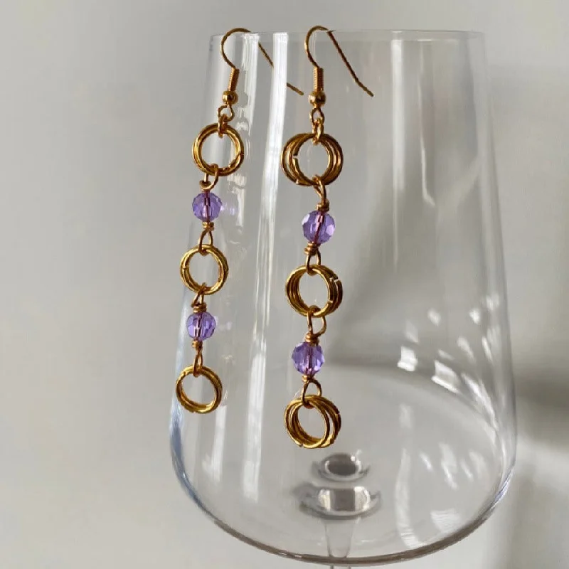 Women’s diamond drop earrings-The Kiere Earrings in Violet