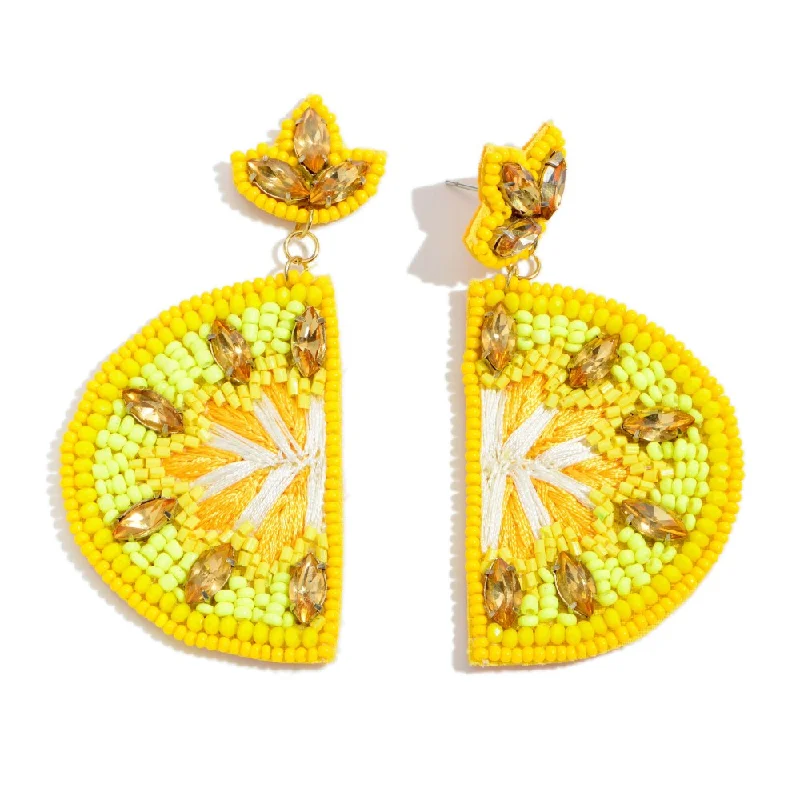 Women’s luxury earrings-Beaded Earrings, Lemon Wedges