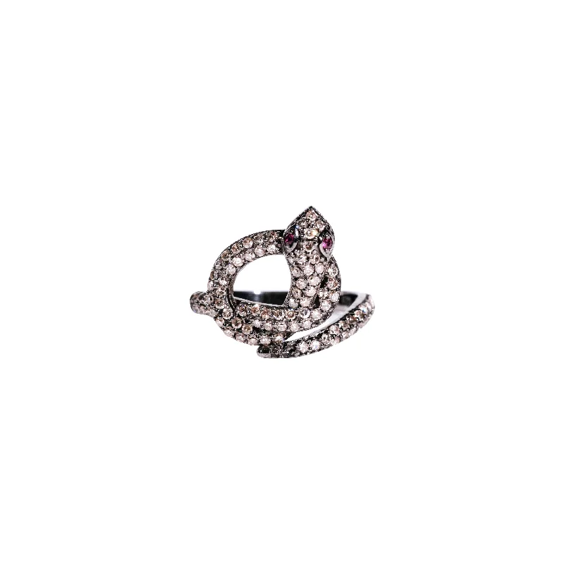 Women’s diamond solitaire rings-Single Loop Serpent Ring