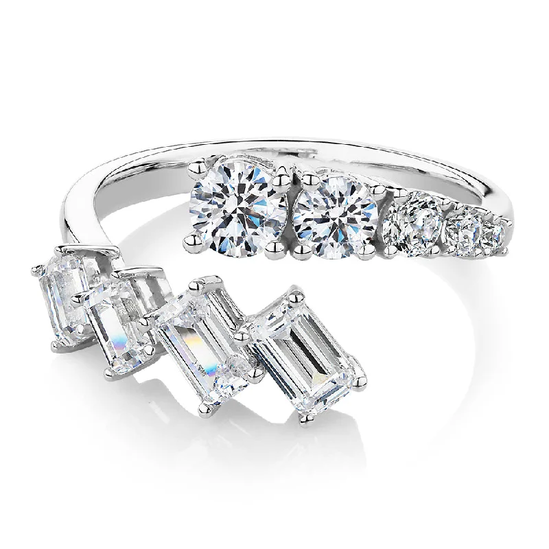 Women’s wedding rings-Dress ring with 1.64 carats* of diamond simulants in 10 carat white gold