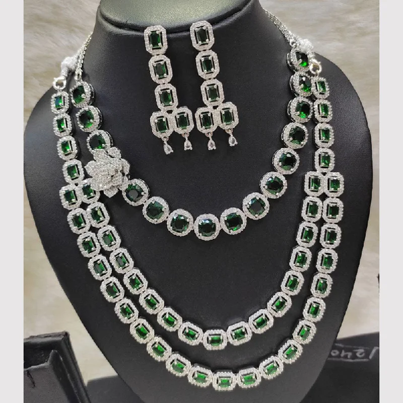 Women’s handmade necklaces-Aamrapali Silver Plated AD Necklace Set