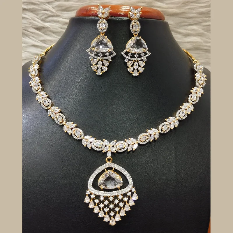 Women’s matching pendant necklaces-Jain Jewellers Gold Plated AD Necklace Set