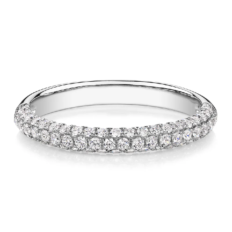 Women’s gemstone rings-Wedding or eternity band with 0.43 carats* of diamond simulants in 10 carat white gold