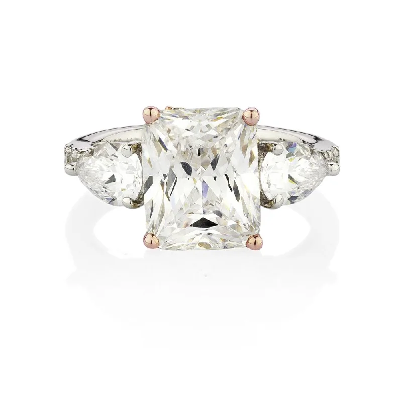 Women’s thick rings-Synergy dress ring with 6.68 carats* of diamond simulants in 10 carat rose gold and sterling silver