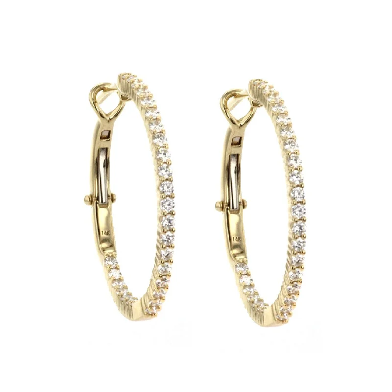 Women’s premium earrings-1.09 ctw Diamond 0.90" Inside-Out Hoop Earrings