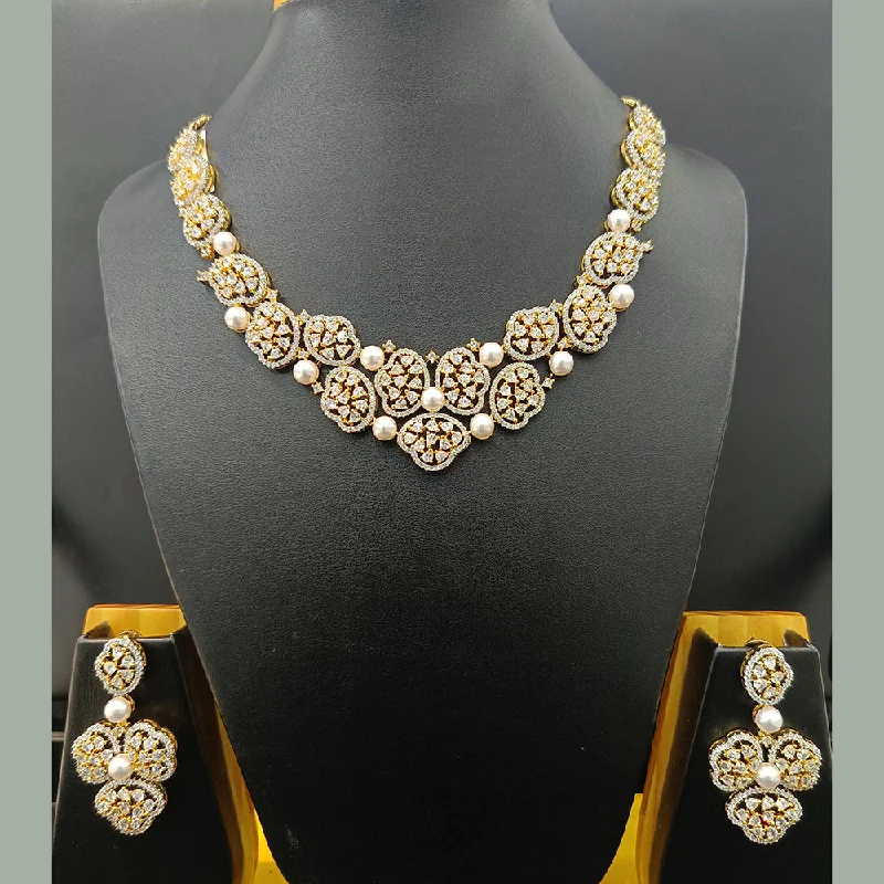 Women’s gold chain necklaces-Jain Jewellers Gold Plated AD Necklace Set