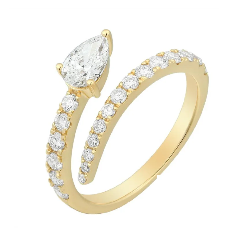 Women’s oval engagement rings-Lab Wrap Ring with Diamond Center