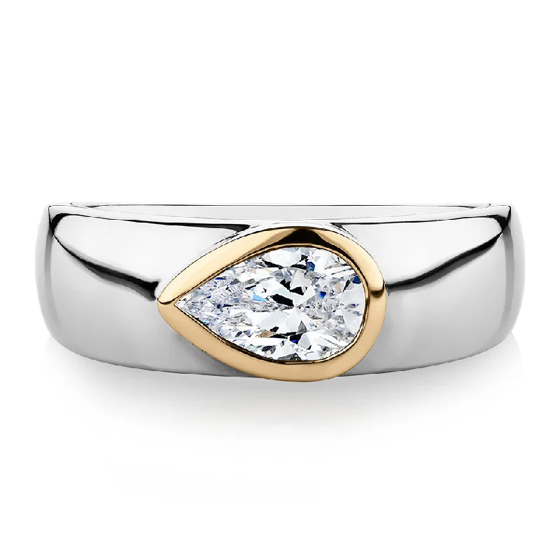 Women’s elegant wedding rings-Synergy dress ring with 0.81 carats* of diamond simulants in 10 carat yellow gold and sterling silver