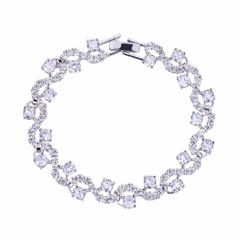 Women’s statement bracelet-Tennis Bracelet with Round Cut White Diamond Cubic Zirconia