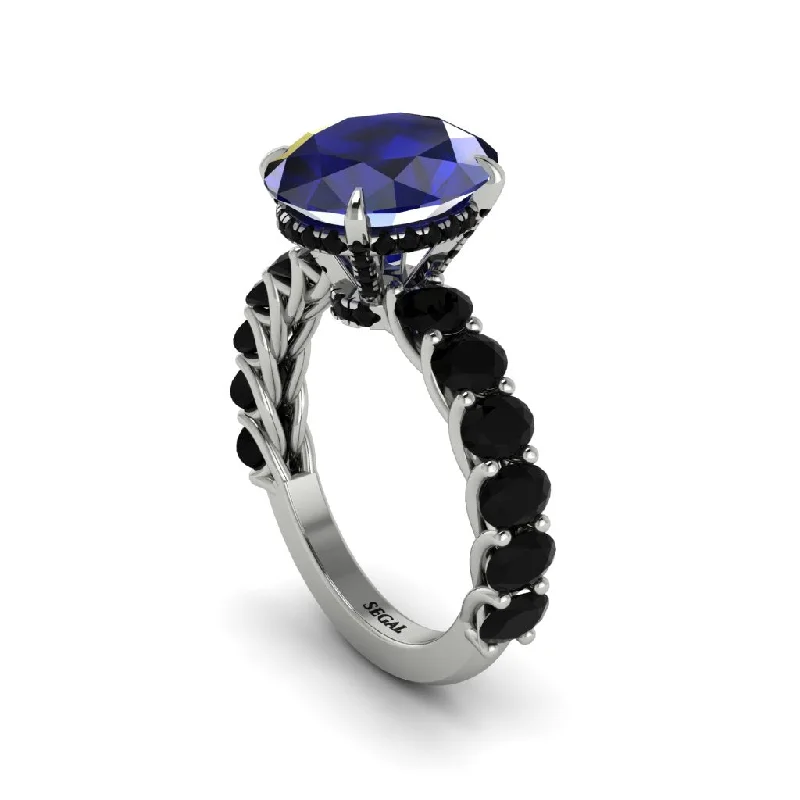 Women’s wedding ring set-4ct Oval Cut Sapphire Engagement Ring - Xena No. 45