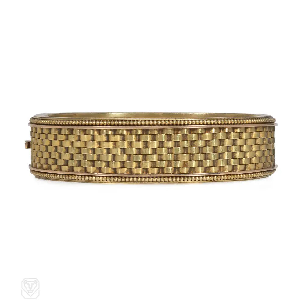 Women’s infinity bracelet-Antique gold basketweave bracelet