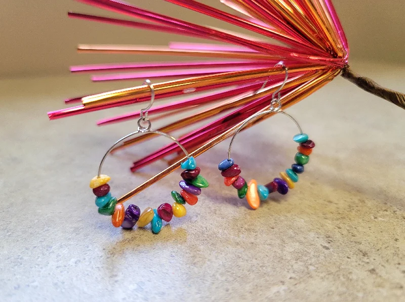 Women’s long earrings-Confetti Hoop Earrings