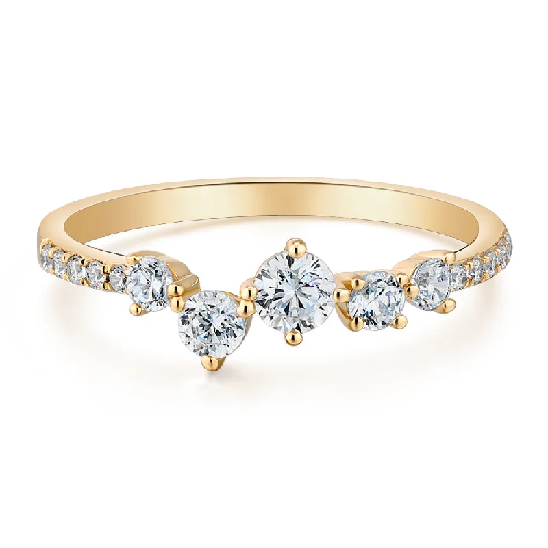 Women’s statement rings-Dress ring with 0.46 carats* of diamond simulants in 10 carat yellow gold