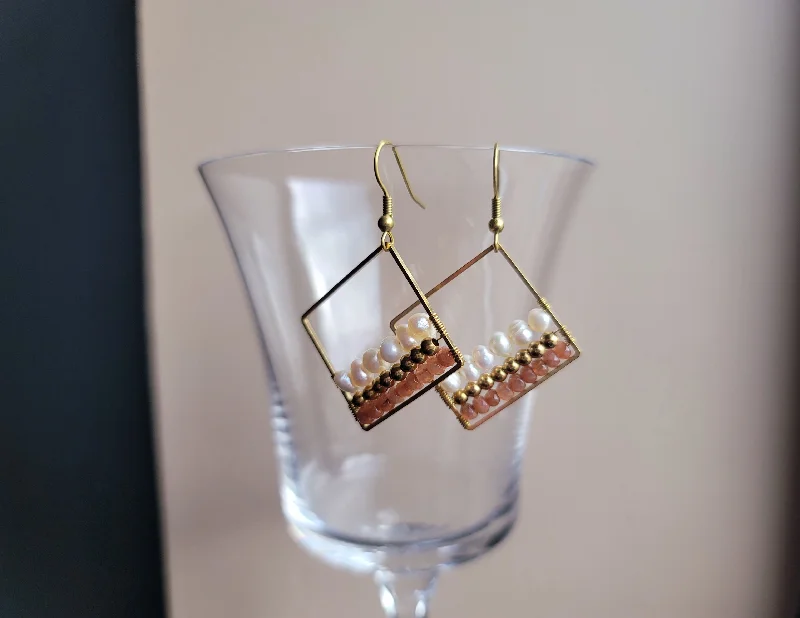 Women’s gold statement earrings-Mocha Trifecta Earrings