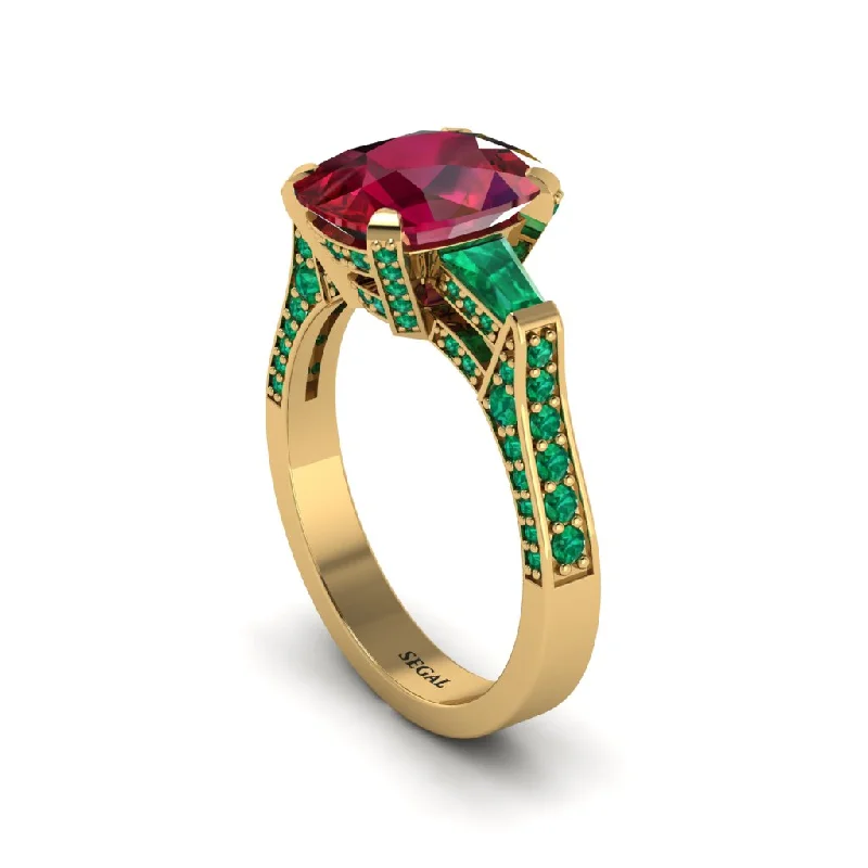 Women’s antique engagement ring-Exclusive Handmade Ruby Geometrical Engagement Ring - Yolanda No. 25