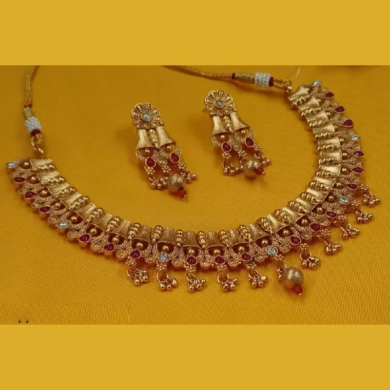 Women’s casual necklaces-Padmawati Bangles Gold Plated Crystal Stone And Pearls Necklace Set