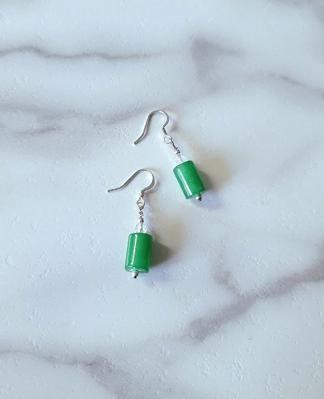 Women’s gold statement earrings-Barrel Aventurine Earrings