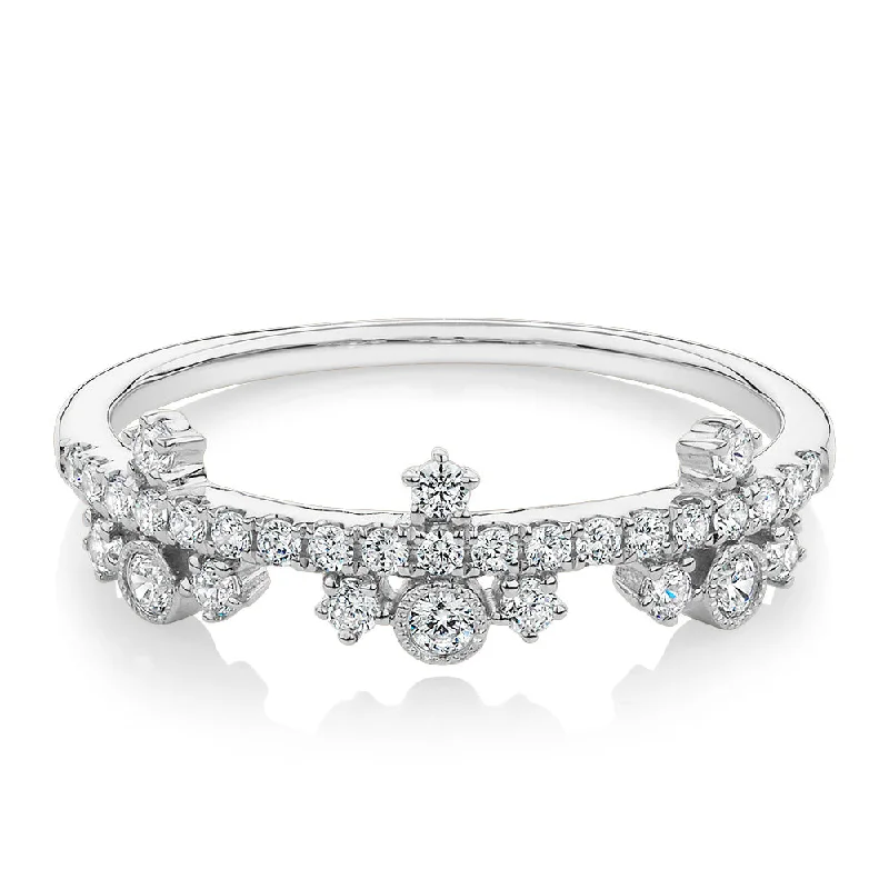 Women’s celestial rings-Wedding or eternity band with 0.35 carats* of diamond simulants in 10 carat white gold