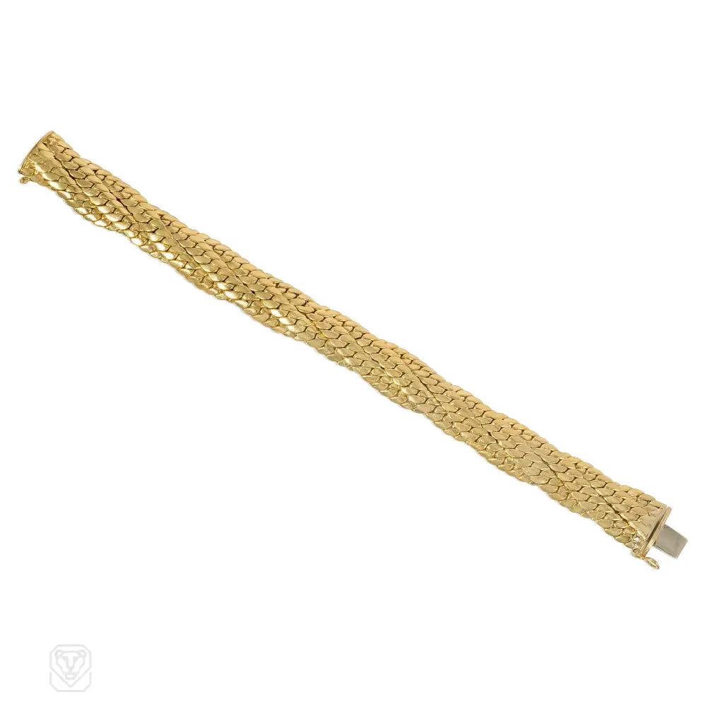 Women’s heart bracelet-Italian gold multistrand curblink bracelet