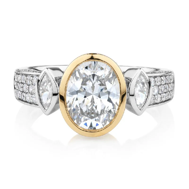 Women’s sparkly rings-Synergy dress ring with 2.66 carats* of diamond simulants in 10 carat yellow gold and sterling silver