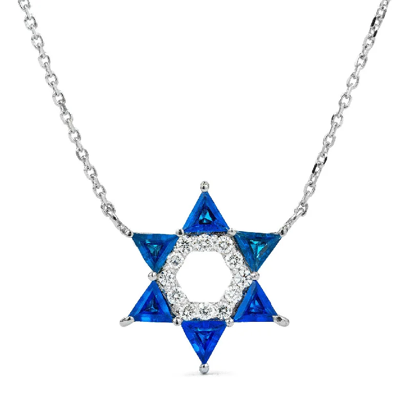 Women’s matching pendant necklaces-14k White Gold Star of David Necklace